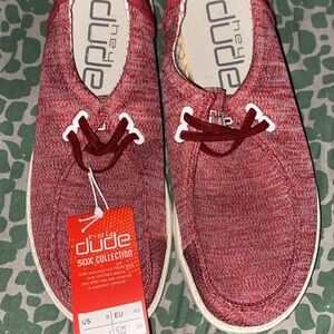 Hey Dude Maroon Sox Collection Shoes